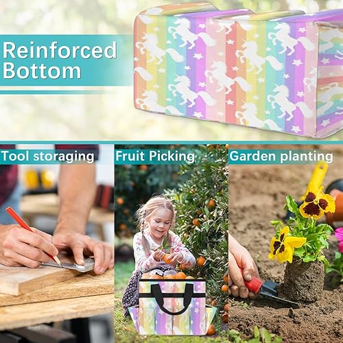 Miniatura 7 de White Horse Stripes Garden Tool Tote Bag for Women Men Gardening Tool Storage Bags with 10 Pockets Standable Garden Home Tool Kits Organizer for