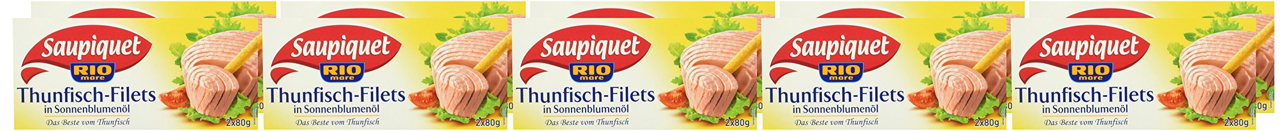 Saupiquet Thunfisch Filet in Sonnenblumenöl, 10er Pack (10 x 2 x 80 g Dose)