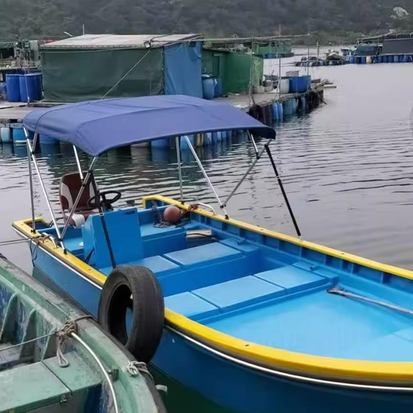 Bootsüberdachung, wasserdicht, UV-Schutz, 600D-Polyester mit Aluminiumrahmen, universell passend für die meisten Boote