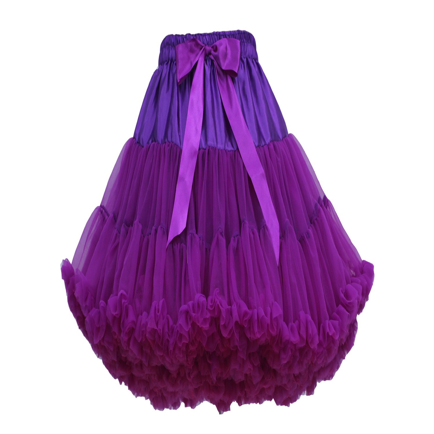 FOLOBE Women's Tutu Costume Ballet Dance Knee Length Multi-Layer Puffy Skirt Soft Petticoat Tulle Underskirts TT009 Darkpurple