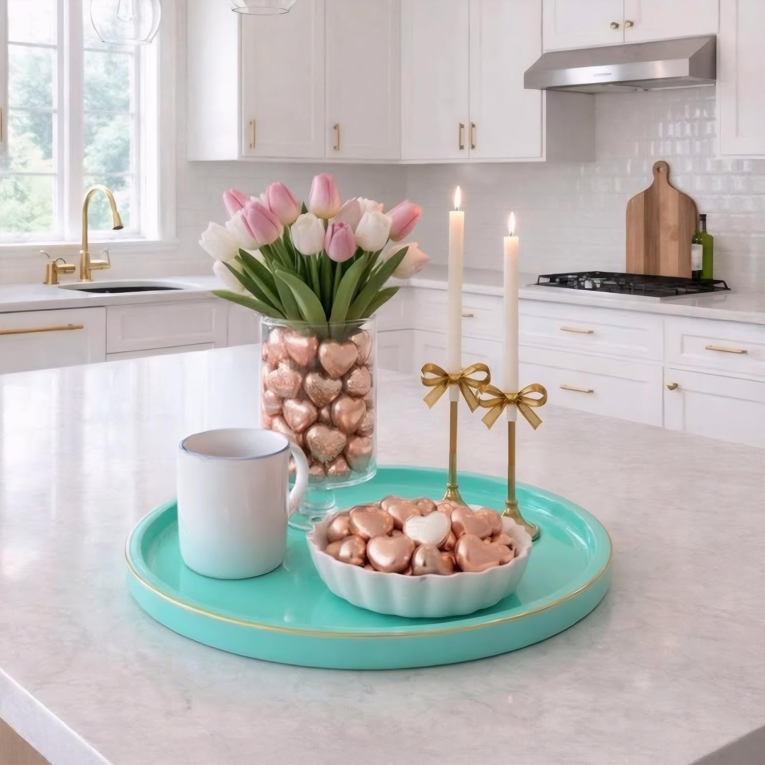 Copper Round Tray - Decorative Serving Tray -10