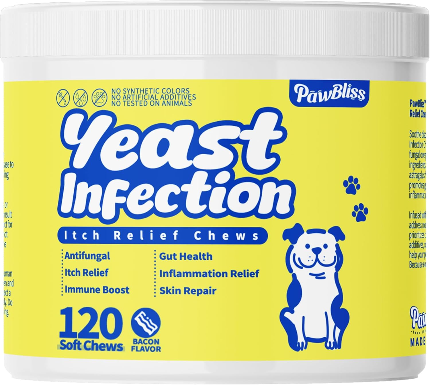 Yeast-Infection-Treatment for Dogs – Soothing Itchy Skin, Ears & Paws – Natural Relief with Omega-3, Collagen, PAU D’Arco & Apple Cider Vinegar – Dog Yeast-Infection Support Chews