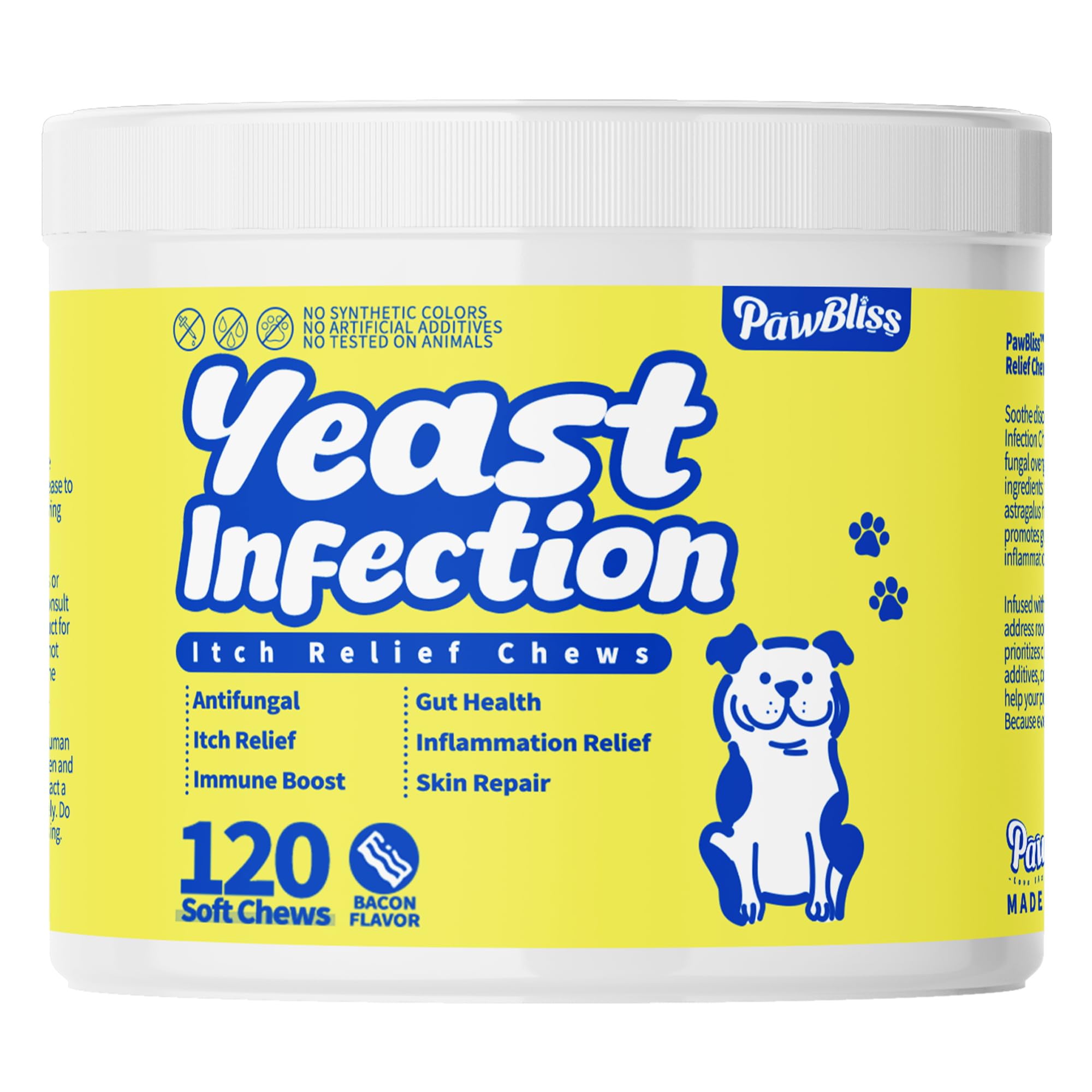 Yeast-Infection-Treatment for Dogs – Soothing Itchy Skin, Ears & Paws – Natural Relief with Omega-3, Collagen, PAU D’Arco & Apple Cider Vinegar – Dog