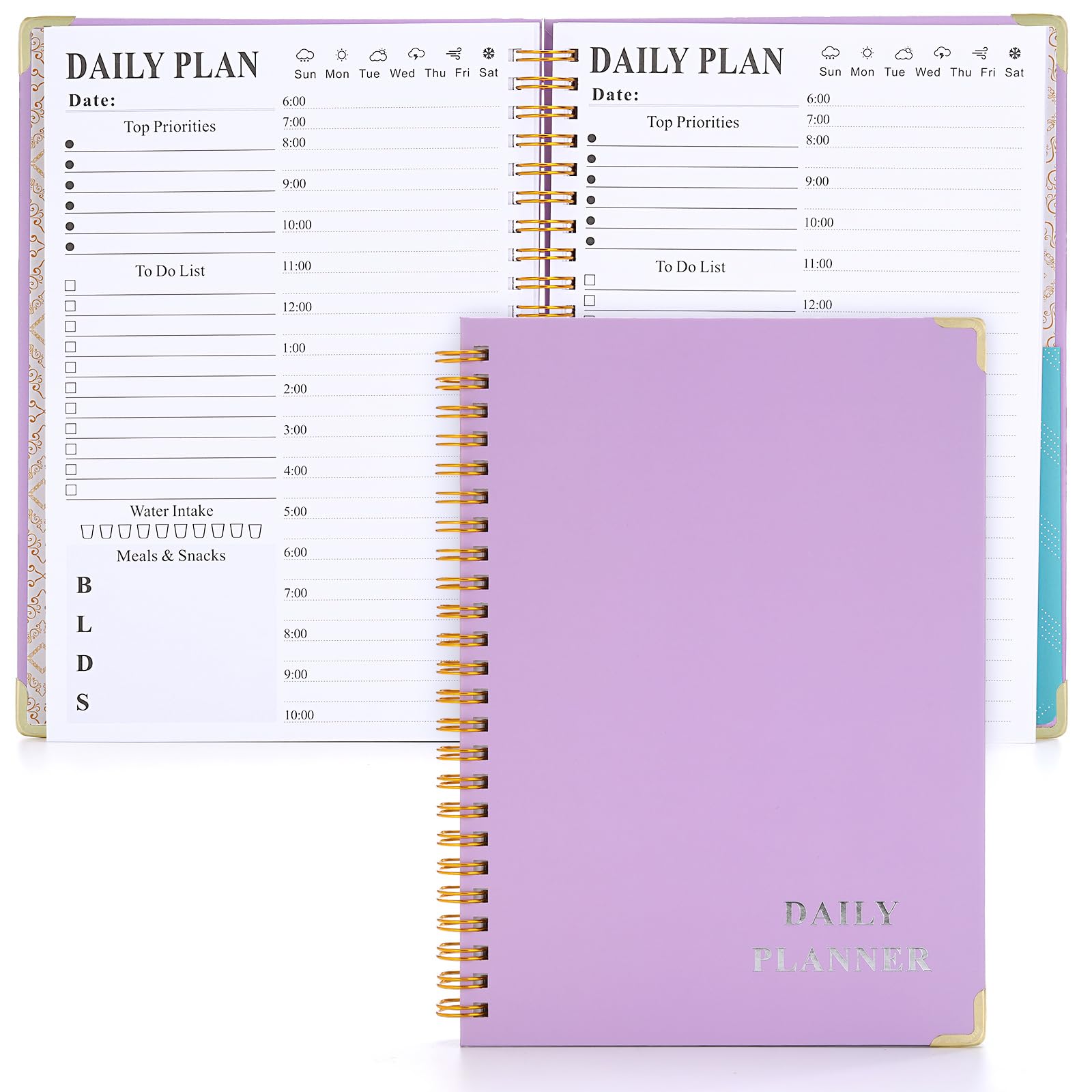 Undated Daily To Do List Planner Notebook - 6x8 Spiral Bound, Aesthetic To Do List Notepad for Work with 160 Pages, Hourly Schedule and Priority