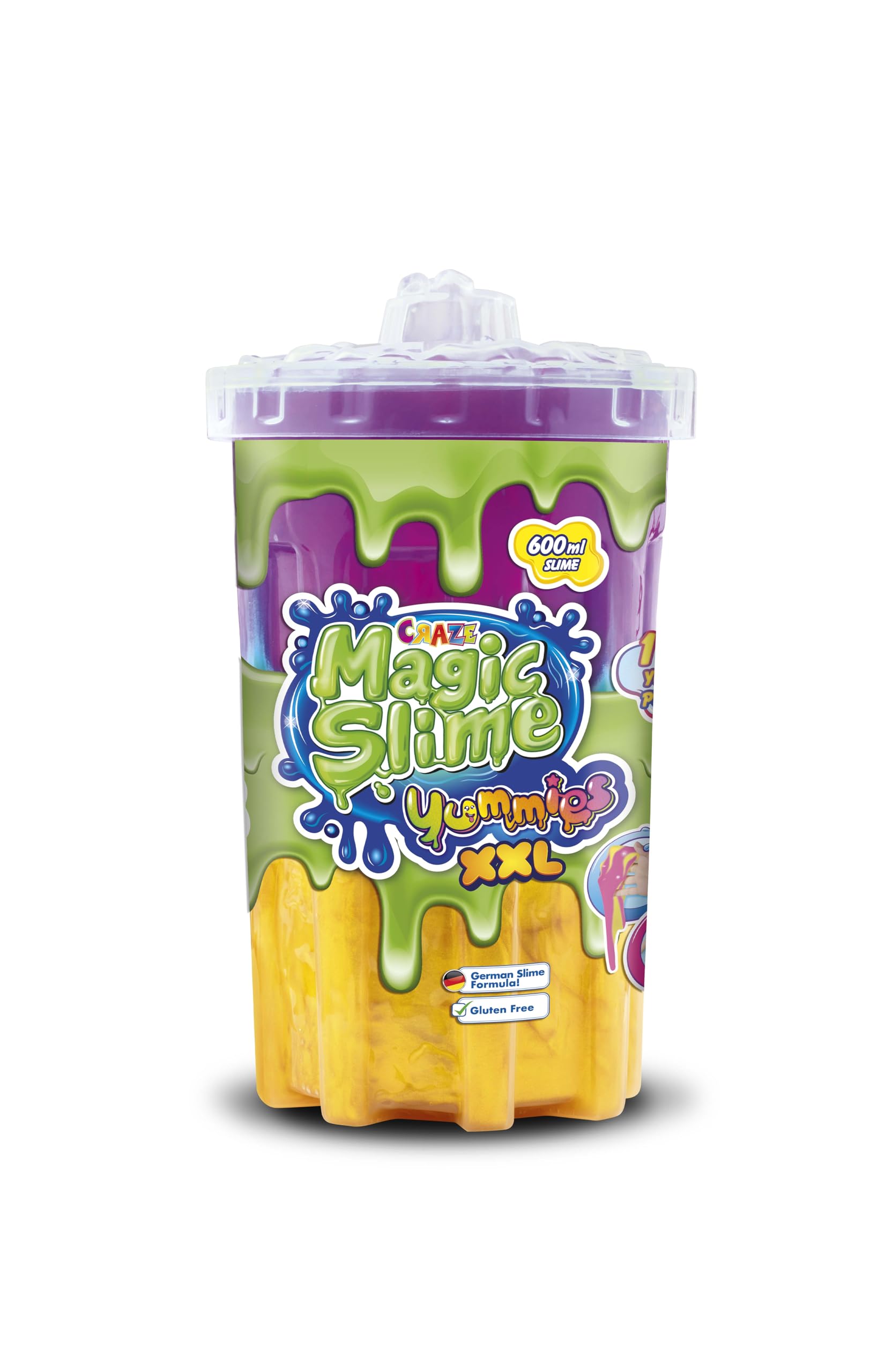 CRAZE MAGIC SLIME Yummies XL – Colour-Layered Slime with Fun Sucker Character, slime Toy for Kids with 1 out of 4 Collectible Figures - 600 ml