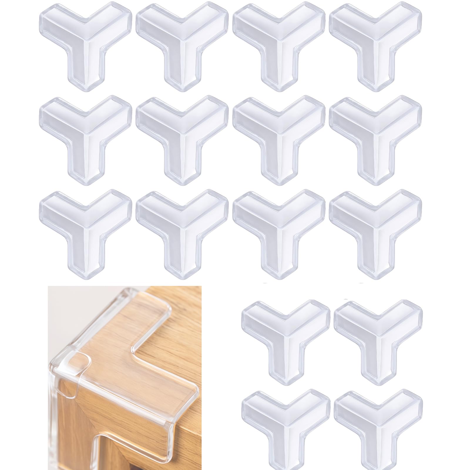 16 Stück Ecken Kantenschutz Set, 3.4cm Selbstklebend Transparent Kantenschutz Baby, T-förmig Eckschutzkanten, Eckenschutz für Baby Sicherheit, für Schreibtisch, Kinderbett, Esstisch