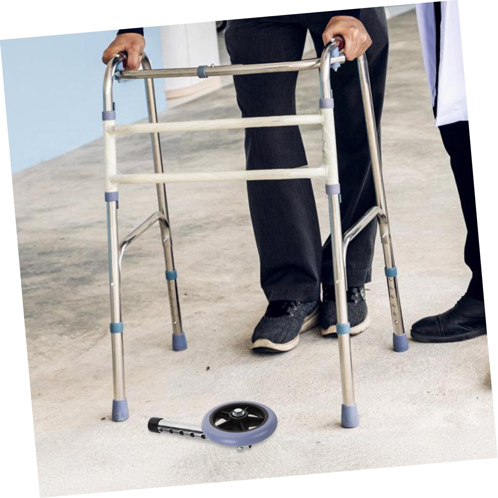 VALICLUD Ruedas de Acero Inoxidable y Goma Delanteras para Andadores de Ancianos Andadores Pequeños Accesorio Resistente y Seguro para Uso en Interiores