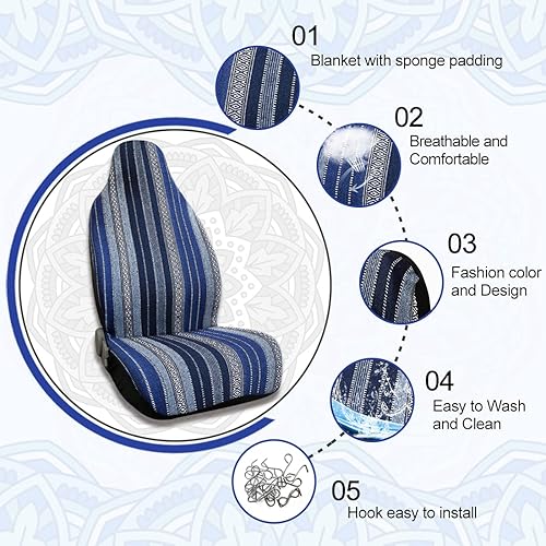 Miniatura 3 de uxcell 7pcs Manta Durable Baja Bucket Seat Protector para Coche Auto Azul