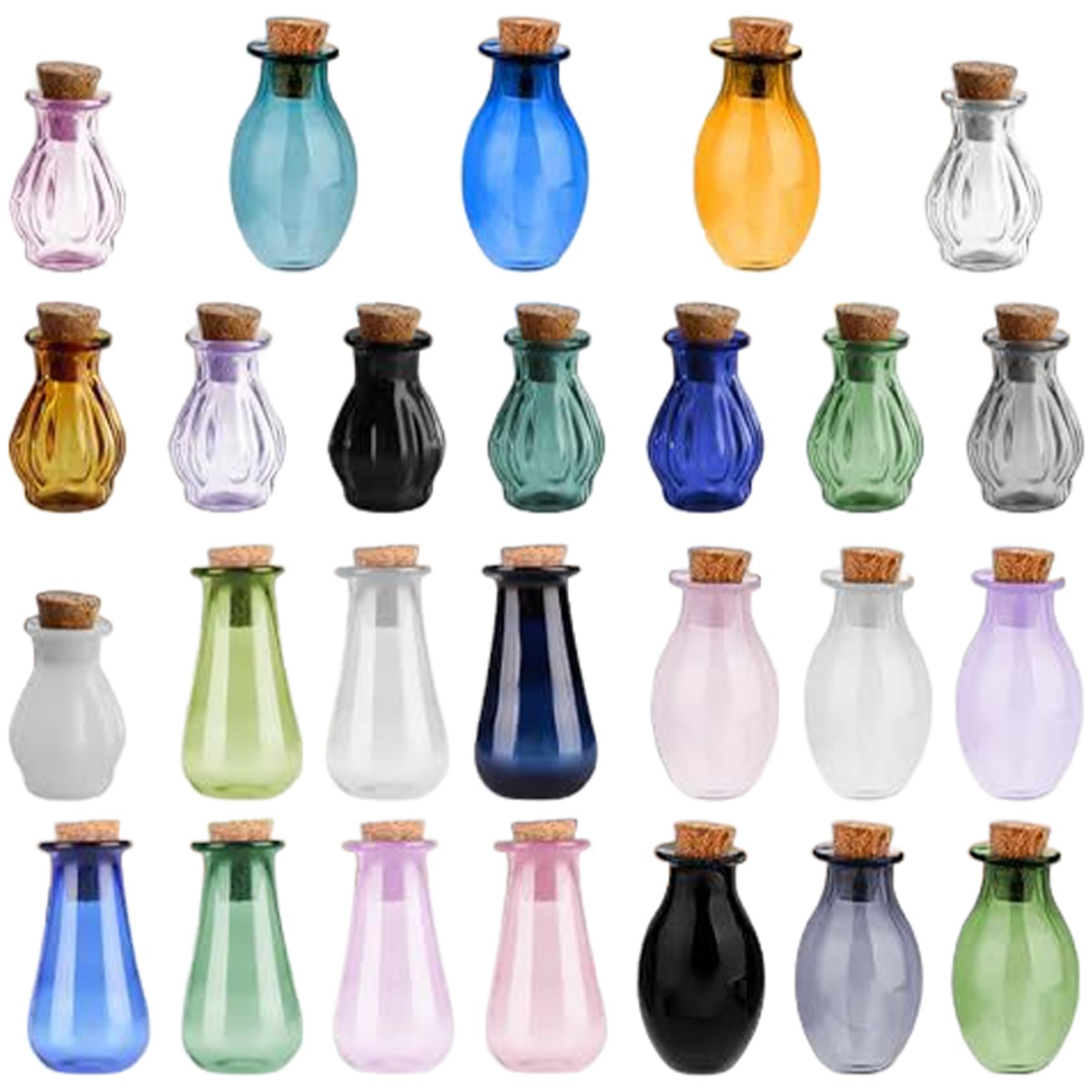 Yeory Assorted Color 26Pcs Small Glass Bottles With Cork, Colorful Empty Tiny Potion Bottles Decorative Wishing Drifting Small Glass For Minihouse Bottle Decor Diy Crafts
