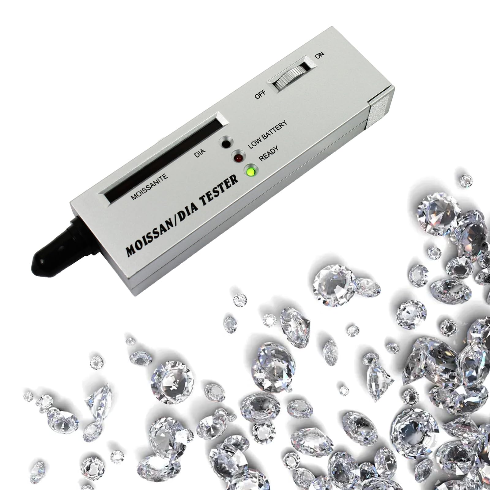 Tester per diamanti ad alta precisione, penna con indicatore LED e segnale acustico, tester elettronico portatile professionale per principianti ed esperti, diamante, zaffiro, rubino, cristallo