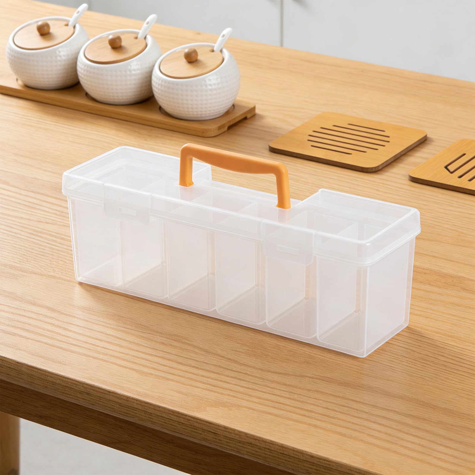 SUPVOX Boîte de Rangement pour Graines Transparente avec Poignée et Compartiments Organiseur Portable Plastique pour Jardinier et Stockage des Semences