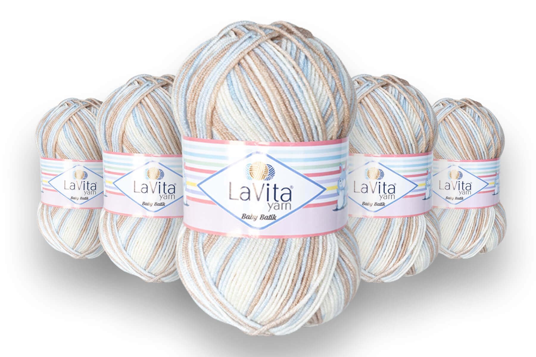 LaVita Yarn Baby Batik 5 x 100% Acrylic Hand Knitting Wool 1 x 100g 220m (BY02)
