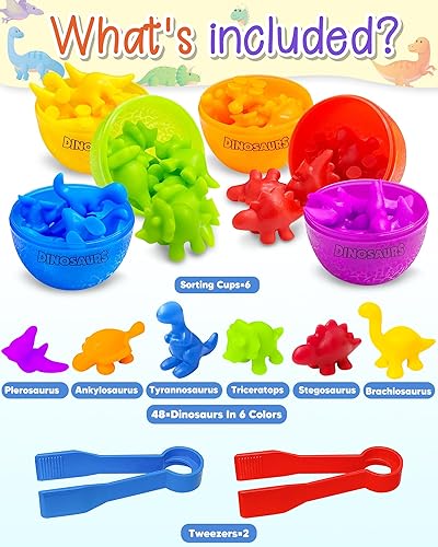 Miniatura 3 de Juguetes Montessori para contar dinosaurios con huevos de arcoíris, juguetes Montessori para niños de 3, 4 y 5 años, actividades de aprendizaje