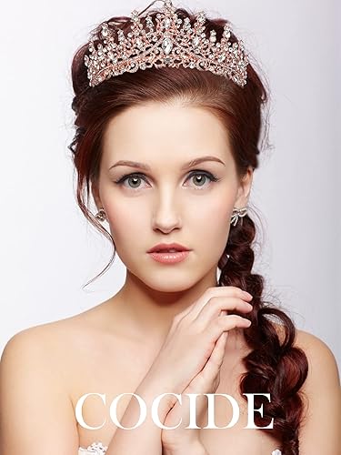 Miniatura 10 de COCIDE Tiaras y coronas de cristal azul para mujer, coronas de princesa reina para mujer, tiaras de diamantes de imitación para niñas, novia, boda,
