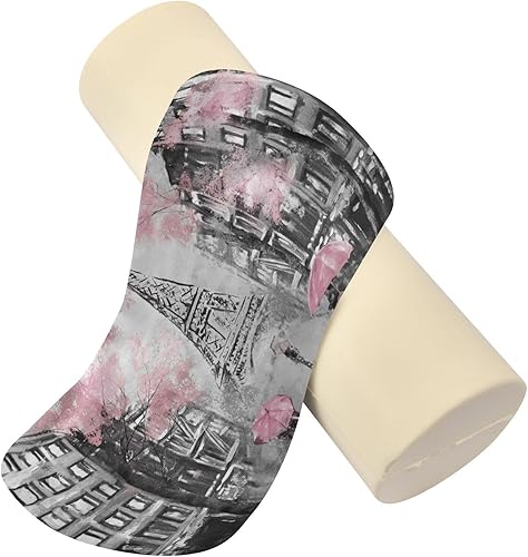 Miniatura 2 de Paris - Almohada redonda cilíndrica de la Torre Eiffel para aliviar el dolor de cuello, suave y transpirable, almohada de espuma viscoelástica de