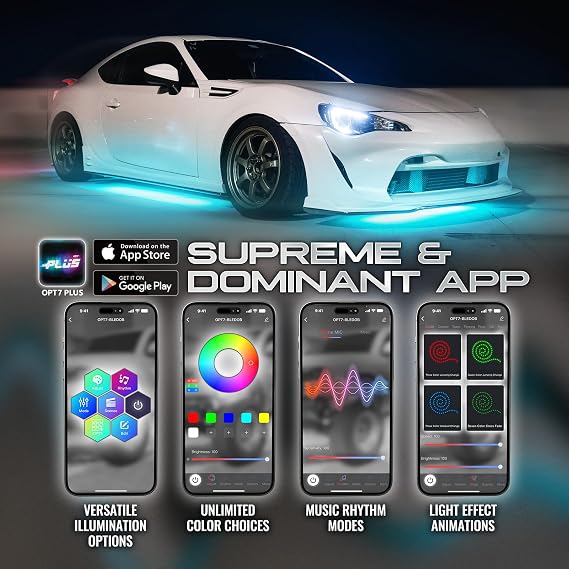 OPT7 Aura Flexible Car Underglow Lights with APP & Remote Control