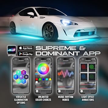 OPT7 Aura Flexible Car Underglow Lights with APP & Remote Control