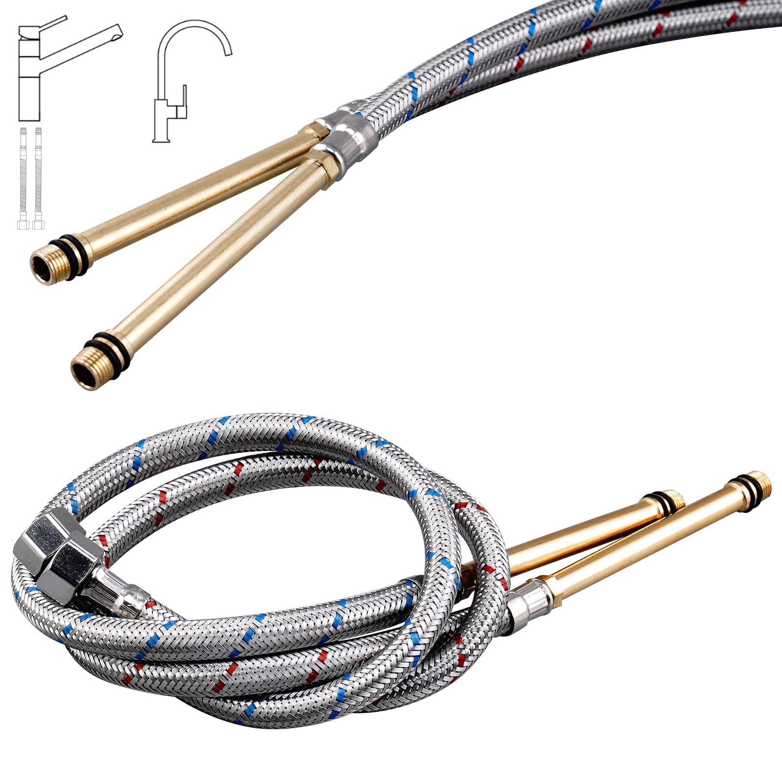 Collegamento Del Tubo Flessibile 60 cm Tubo Flessibile Rubinetto Cucina 3/8 Estensione Flessibili Per Miscelatori