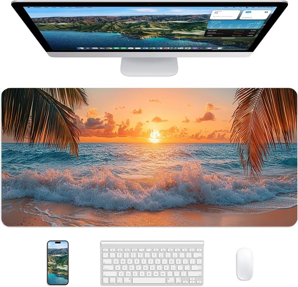 Wxuaixnn Tramonto Tappetino Mouse Gaming XXL 160x80cm Tappetino Scrivania, Impermeabile Tappeto Mouse con Base in Gomma Antiscivolo, Non-Slip Rubber Base, Blu Mousepad XXL per Gamer e Ufficio -9820