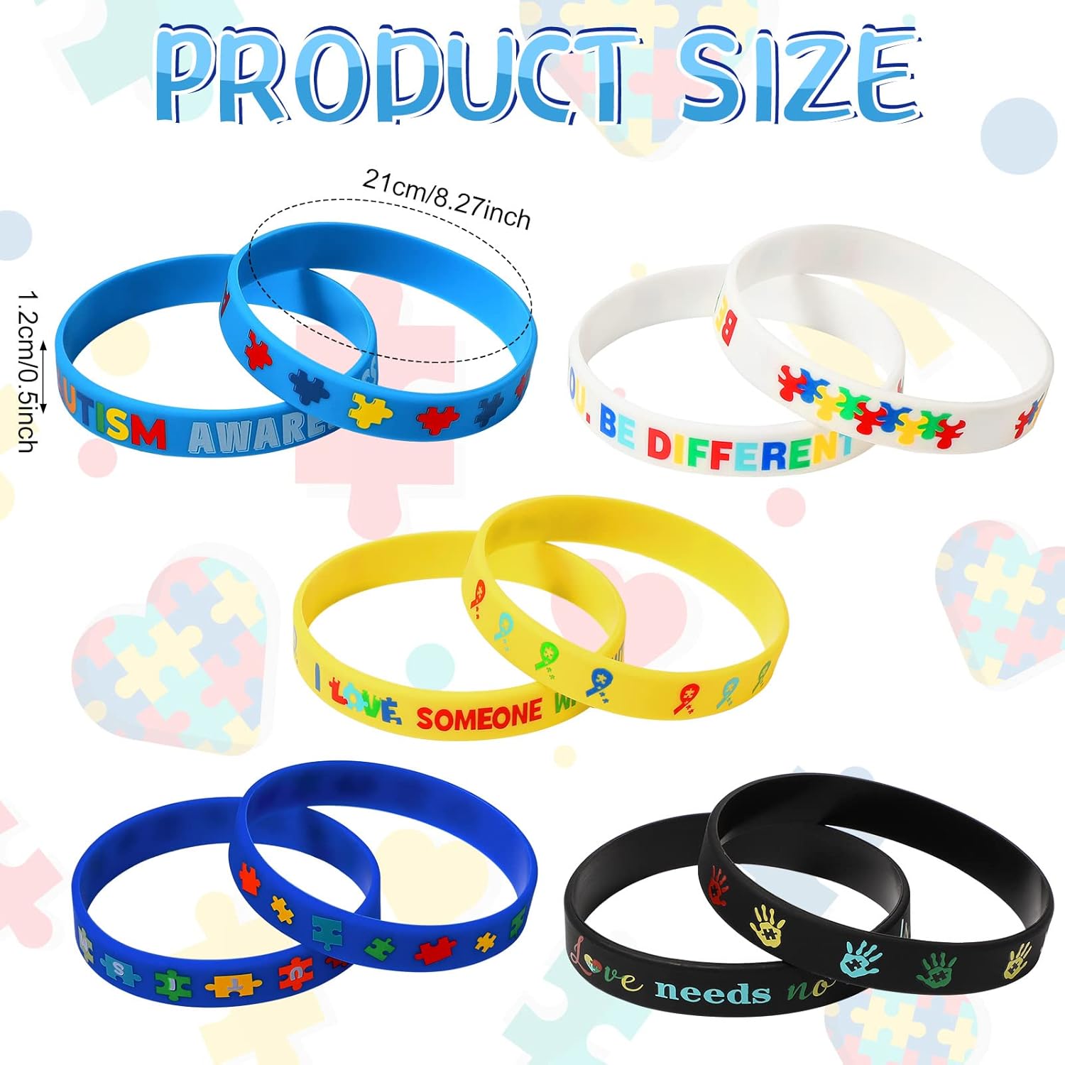 Yinkin 50 Pcs Autism Awareness Bracelets Inspirational Autism Wristbands Motivational Colorful Silicone Bracelets for Kids Adult Man Woman Gifts - Image 3