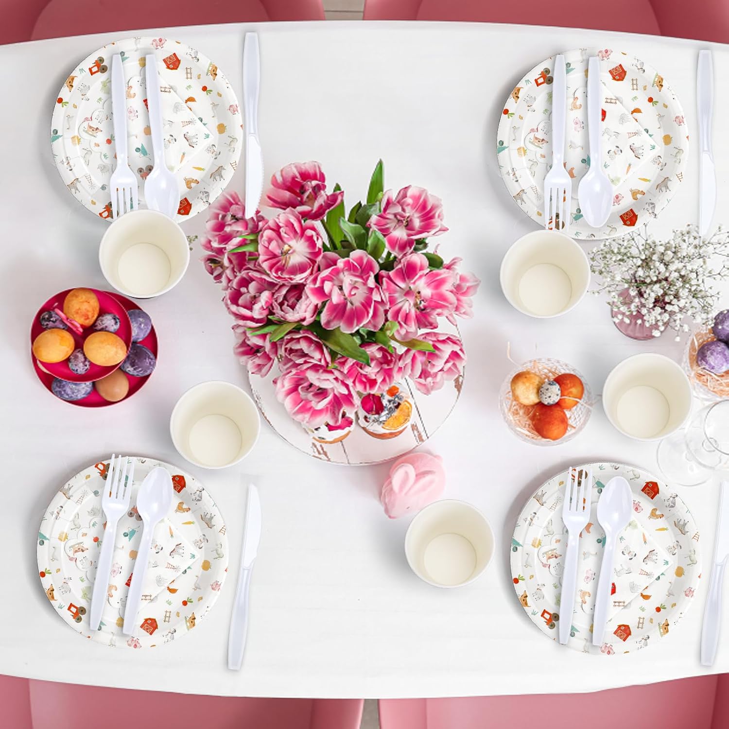300 Pcs Farm Animal Birthday Party Decoration, Farm Animal Plates and Napkins Cups Serves 50 Guests, Disposable Farms Themed Dinnerware for Baby Shower Wedding Birthday Party Supplies
