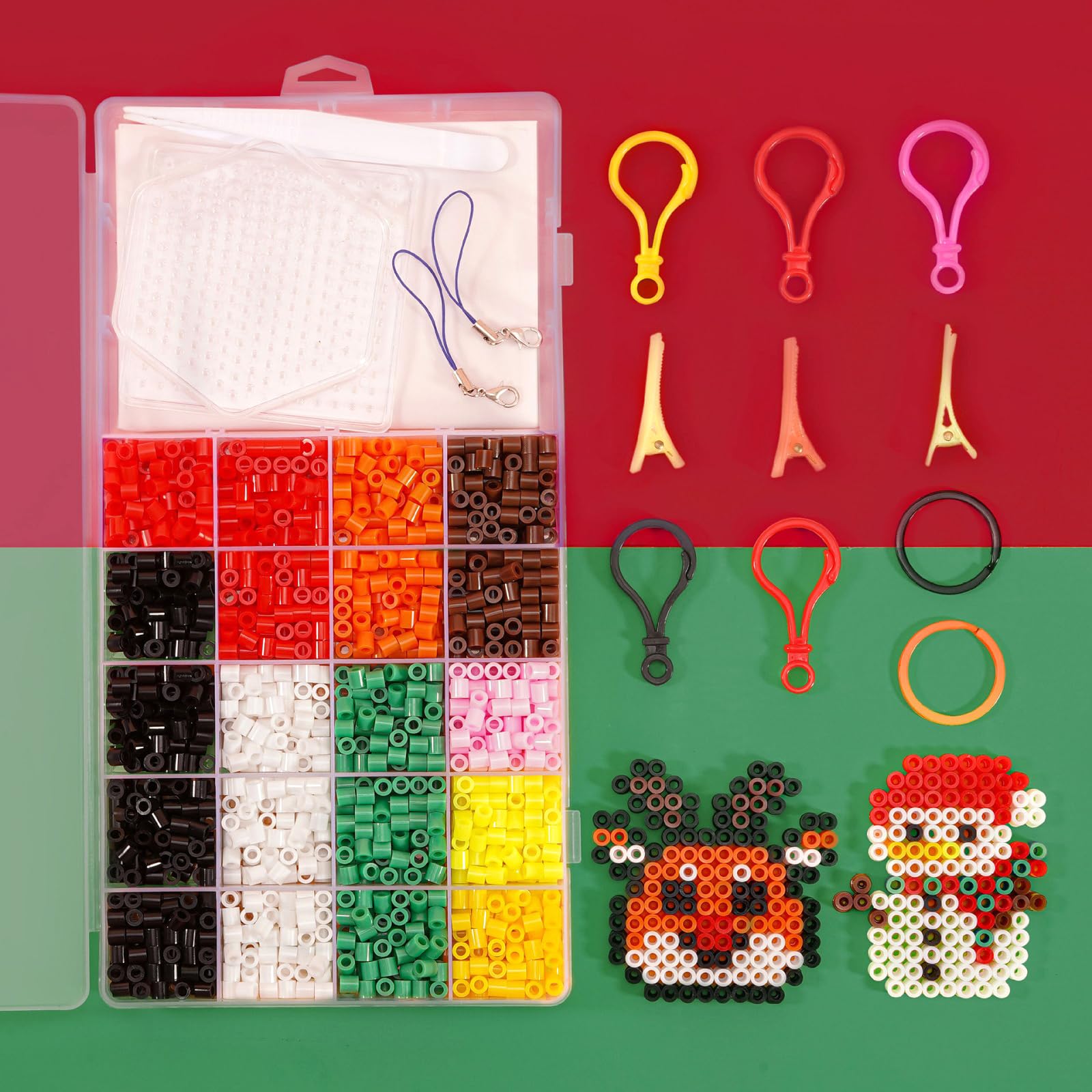 Hama – Coffret Perles à Repasser déco Noël – 2000 Perles midi 5 mm – Plaque hexagonale, modèles et Papier – Loisirs créatifs Enfants dès 5 Ans