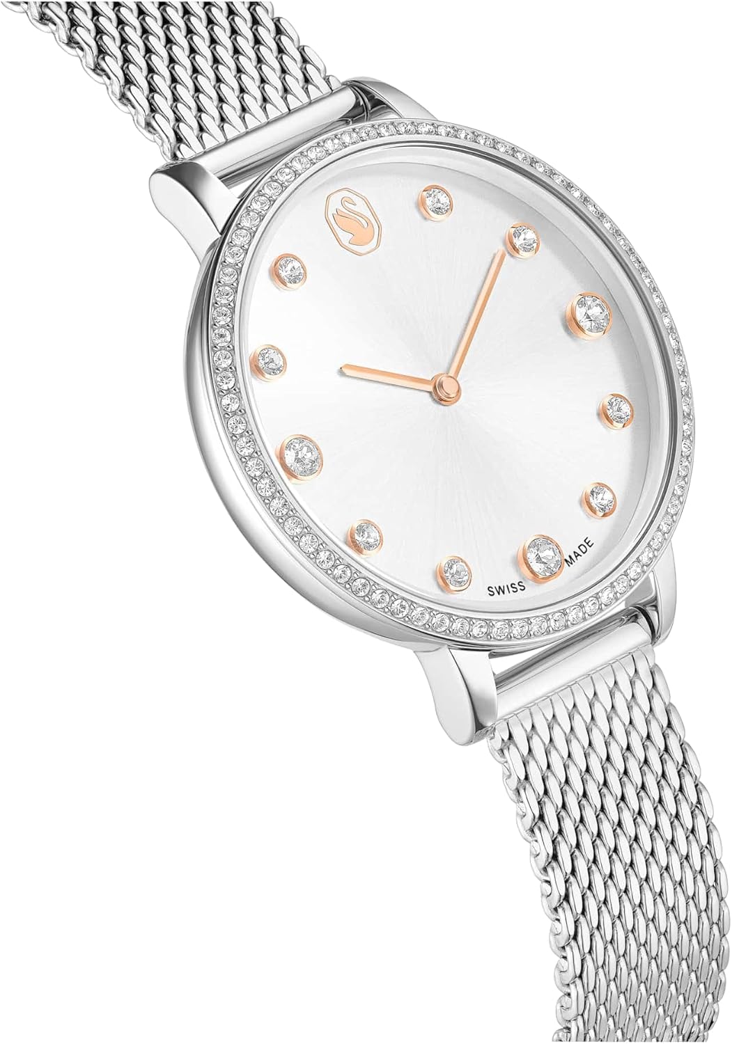Swarovski Clarica Watch, Swiss Made, Metal Bracelet, Silver Tone, Stainless Steel