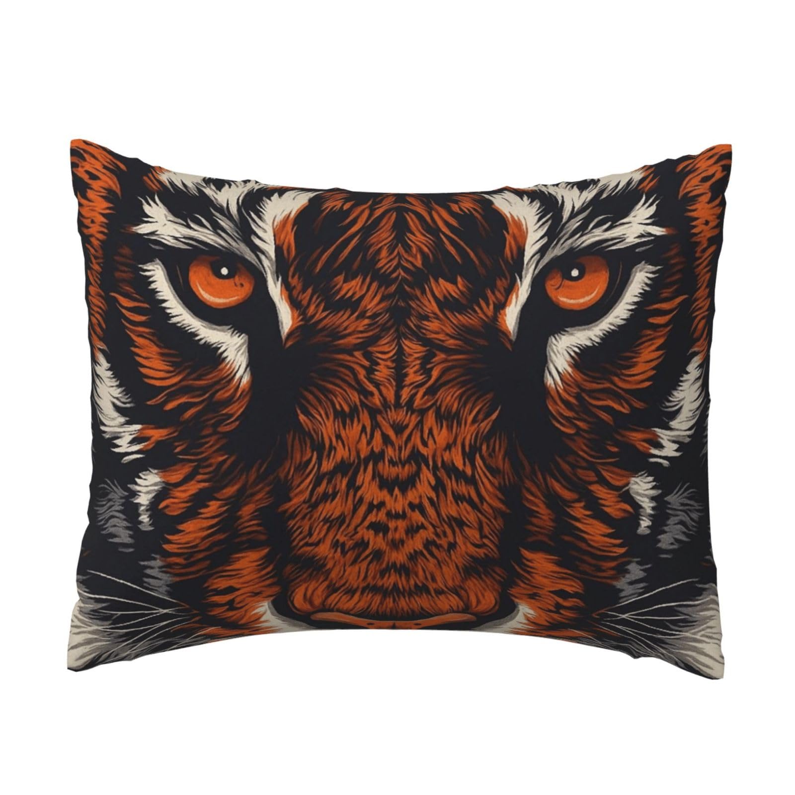 Wild Tiger Face Pillowcase Soft Plush with Zipper Decorative Pillowcovers 16x20 in