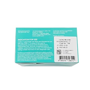 CURO-L7 Professional Grade Blood Cholesterol Testing with Home KIT - All-in-One Test Device, Test Strips 5ea, Lancets, and EziTube Rod Included