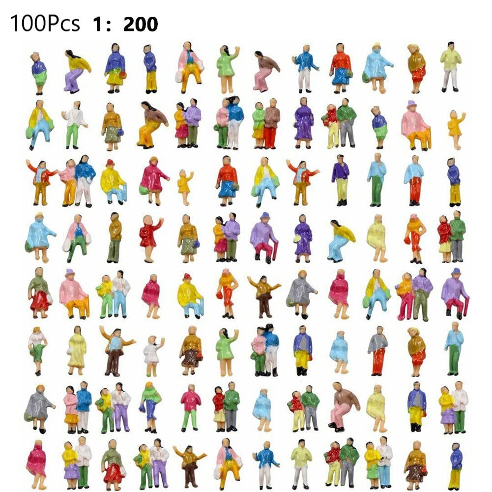 ZYWUOY 100 figure dipinte, scala 1:200 persone in piedi sedute in miniatura passerby, treni figure architettoniche dipinte per scene in miniatura