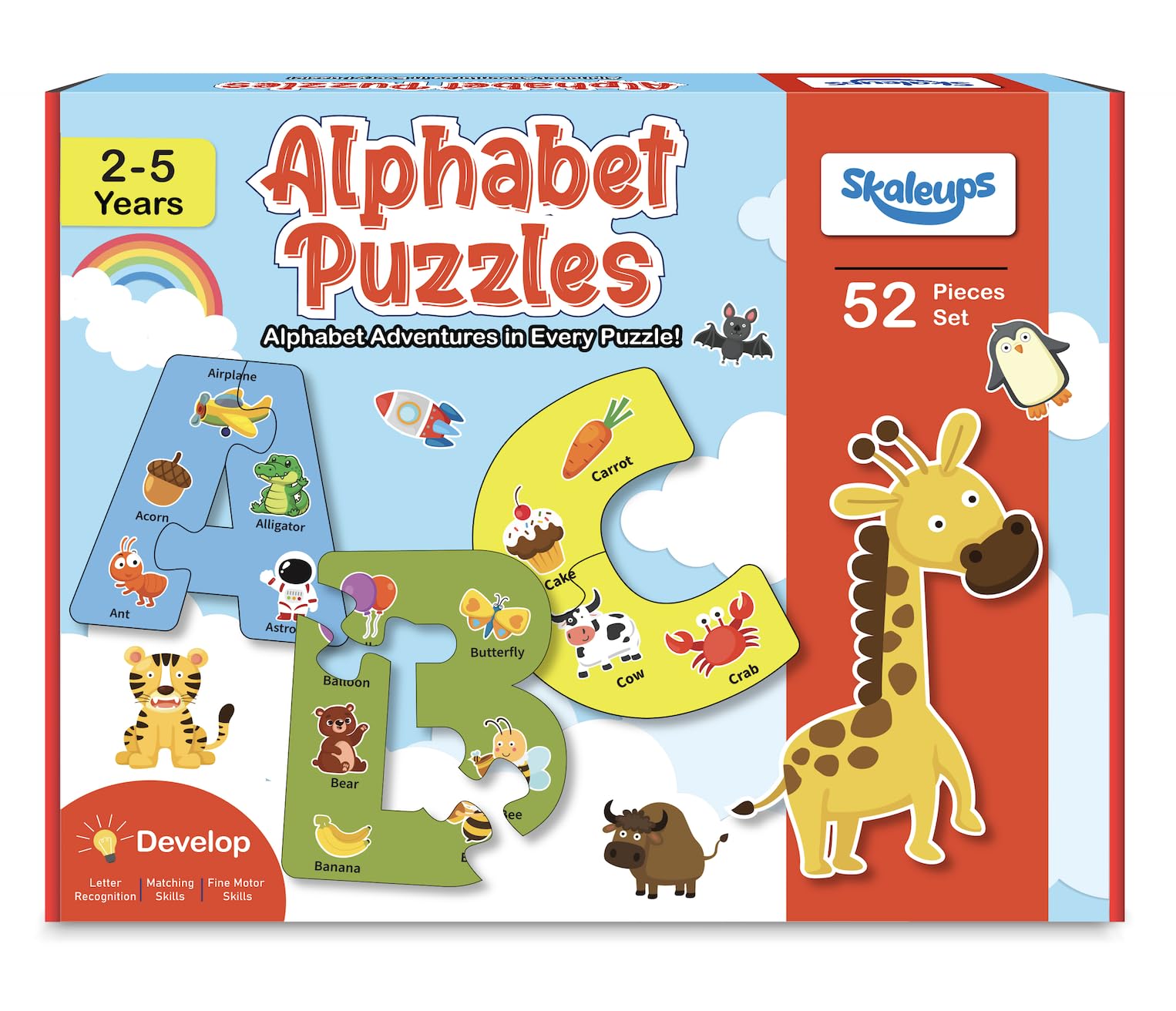Skaleups Alphabet Puzzles for Kids Ages 3-5, ABC Learning for Toddlers Ages 3+, Sight Words Letter Puzzles Montessori Toys Educational STEM for Preschool Boys Girls Kids Gifts-image-1