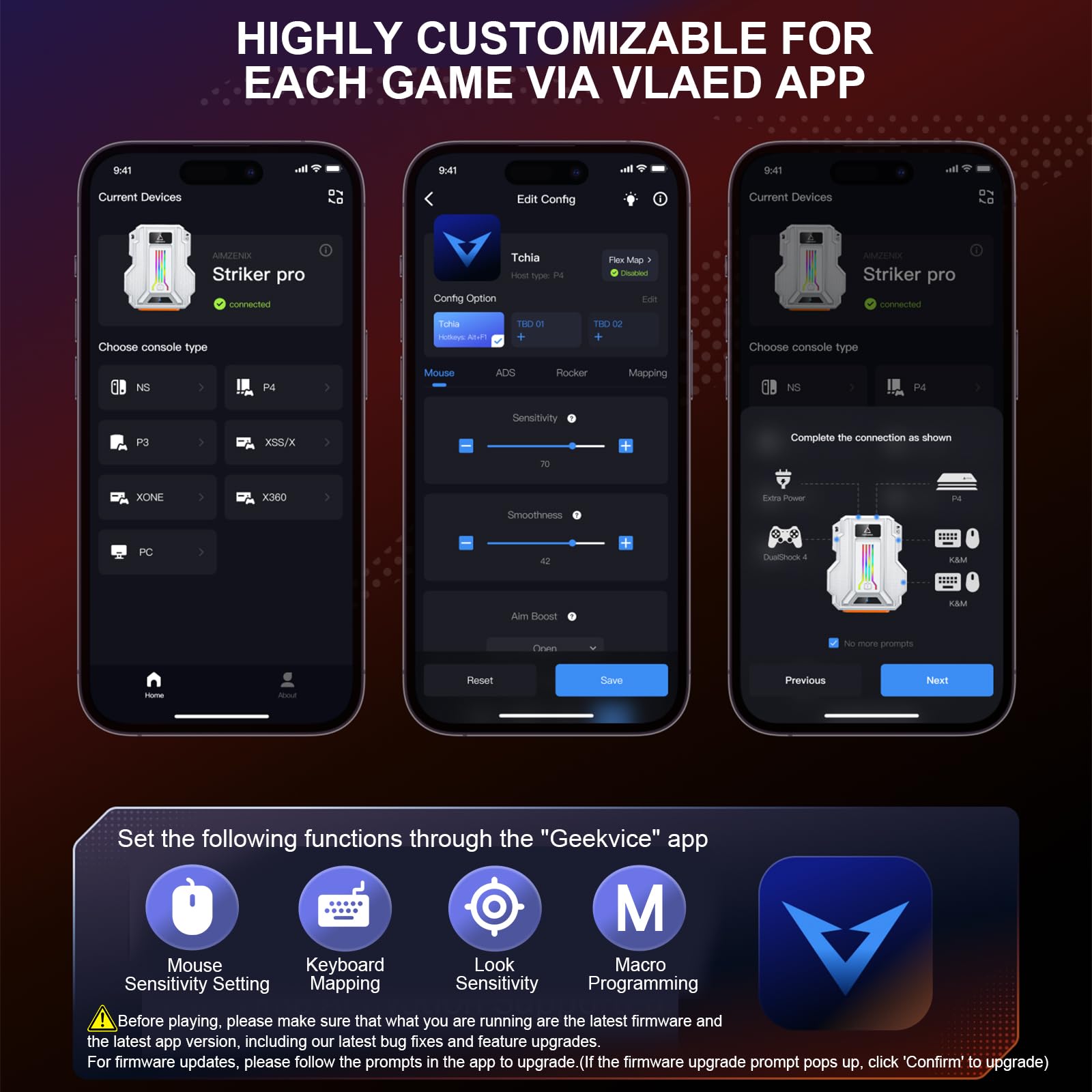 Adattatore tastiera e mouse per Nintendo Switch 2 e Switch, Xbox Series X/S, Xbox One/360, PS3/PS4, convertitore console con jack audio da 3,5 mm, luce RGB, supporto app personalizzata, sensibilità