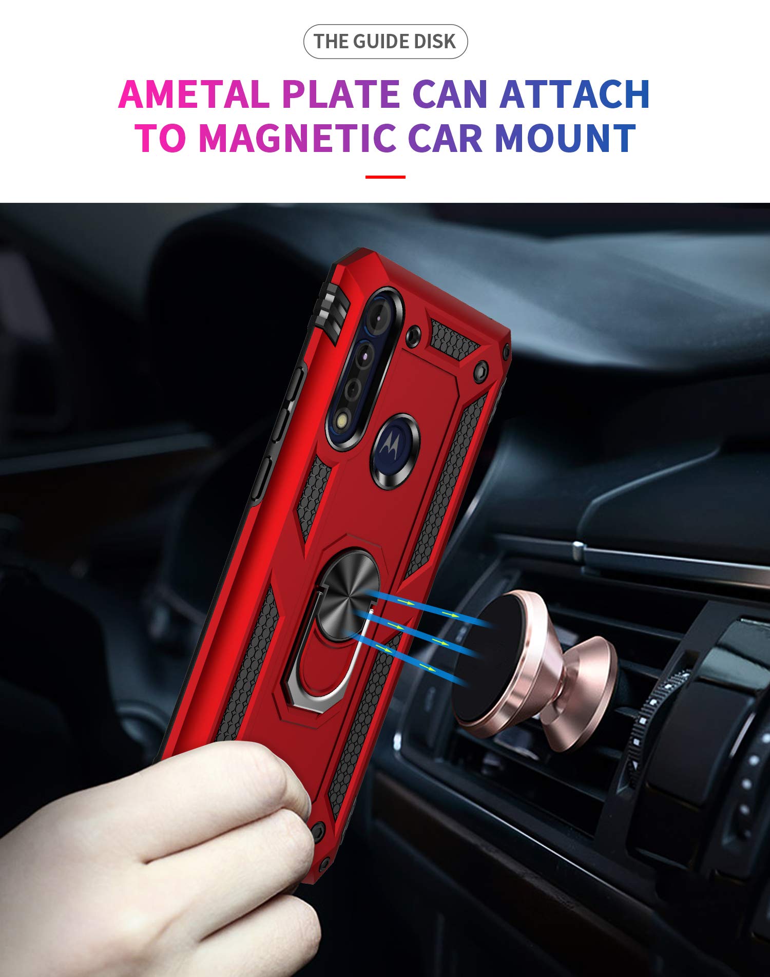 BAIDIYU Cover per Motorola Moto G8 Power Lite Custodia, Assorbimento degli urti, Staffa, Resistenza alla caduta, Doppio strato TPU + PC, Adatto per Motorola Moto G8 Power Lite.(Nero