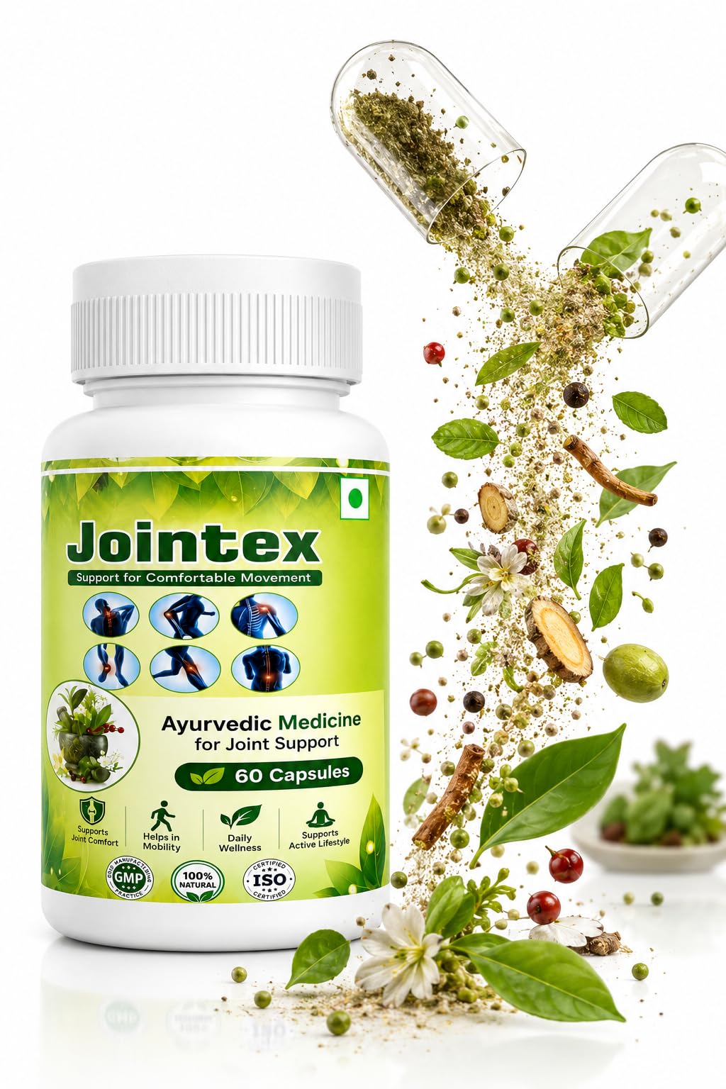Jointex Ayurvedic Joint Support Capsules | Herbal Formula for Joint Comfort, Mobility & Flexibility | Supports Bone Health & Active Lifestyle | Daily Wellness Supplement | 60 Capsules-image-49