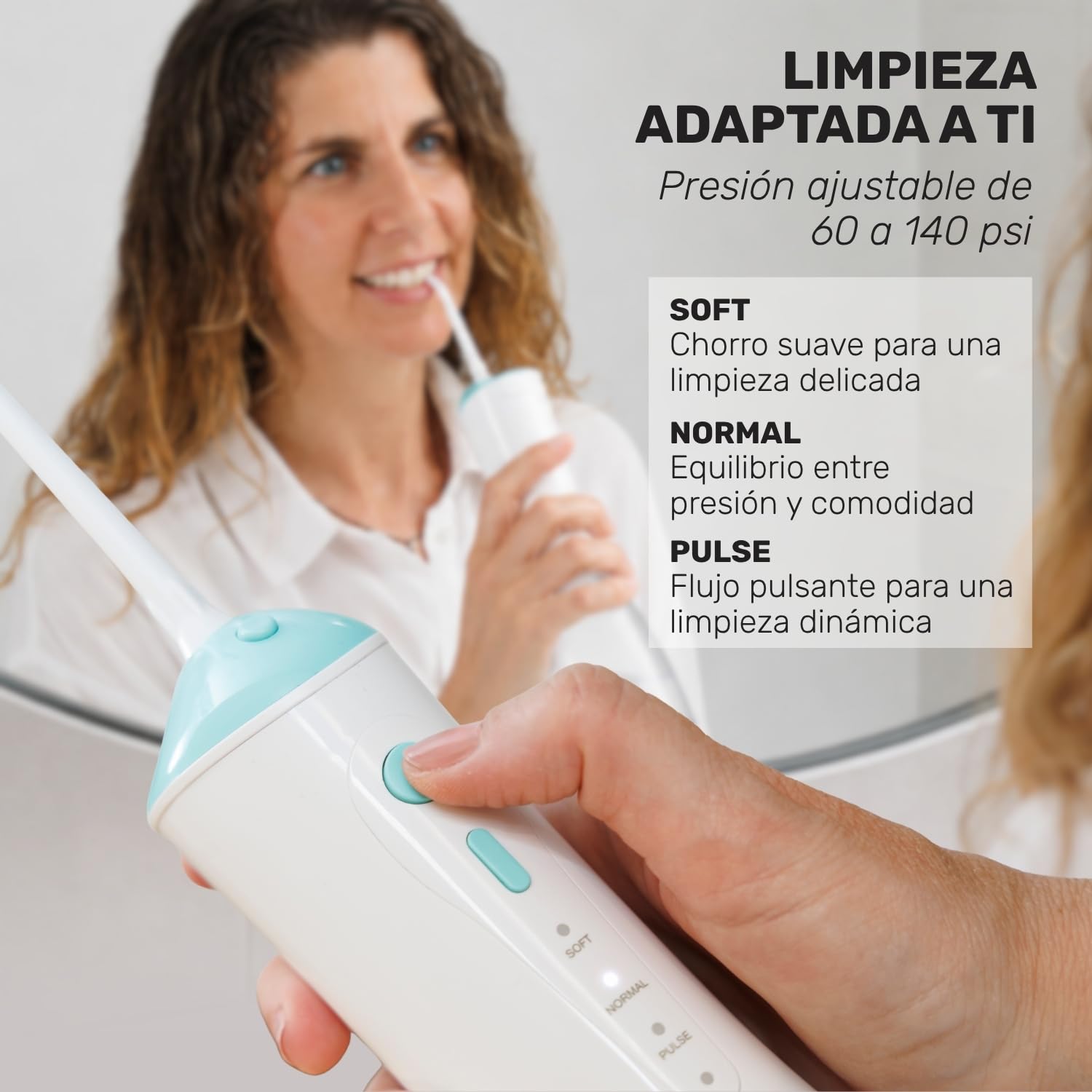 Taurus - Irrigador Bucal Portátil 9W, 340ml, IPX7, 3 Modos, 4 Boquillas