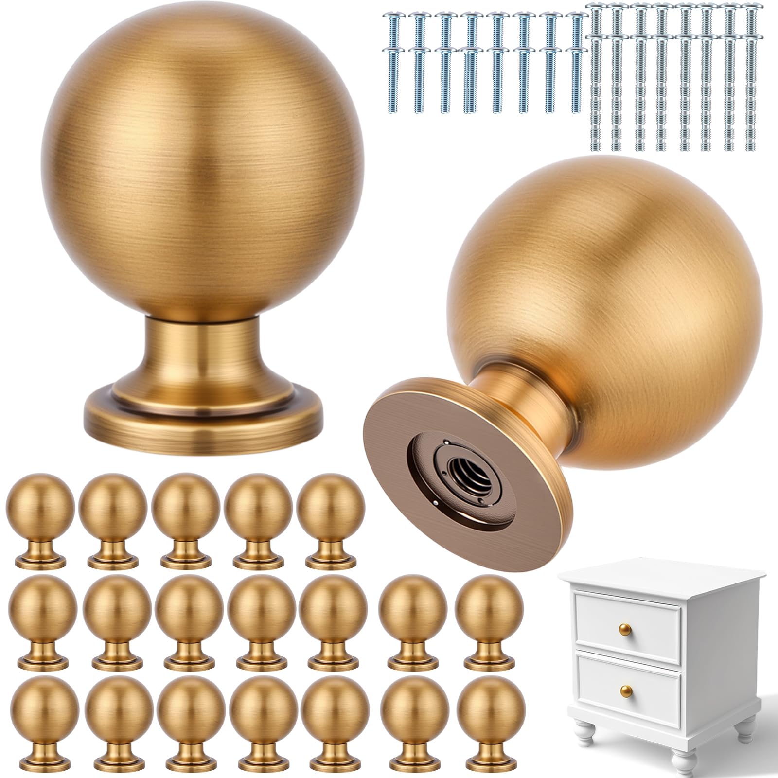 Boutons d'armoire ronds bronze champagne 2,5 cm quincaillerie de meuble de cuisine et commode