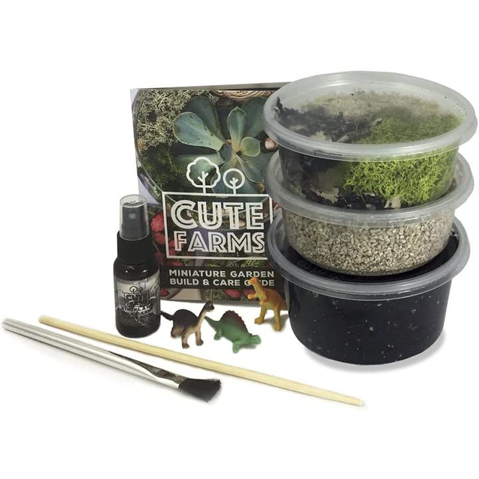 Cute Farms Terrarium Starter Kit Moss, Vermiculite, Soil, Pebbles
