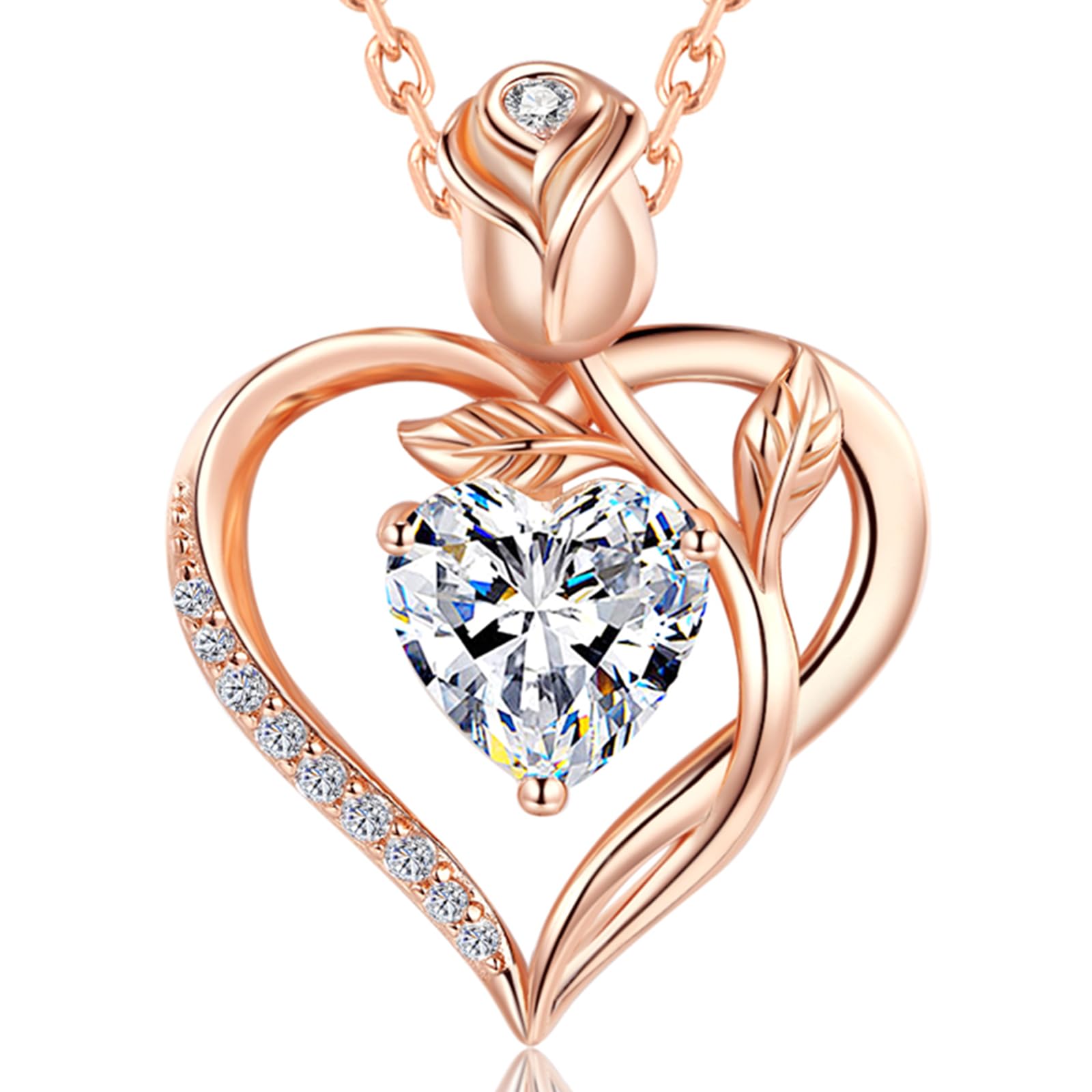 1.2CT Rose Heart Necklace