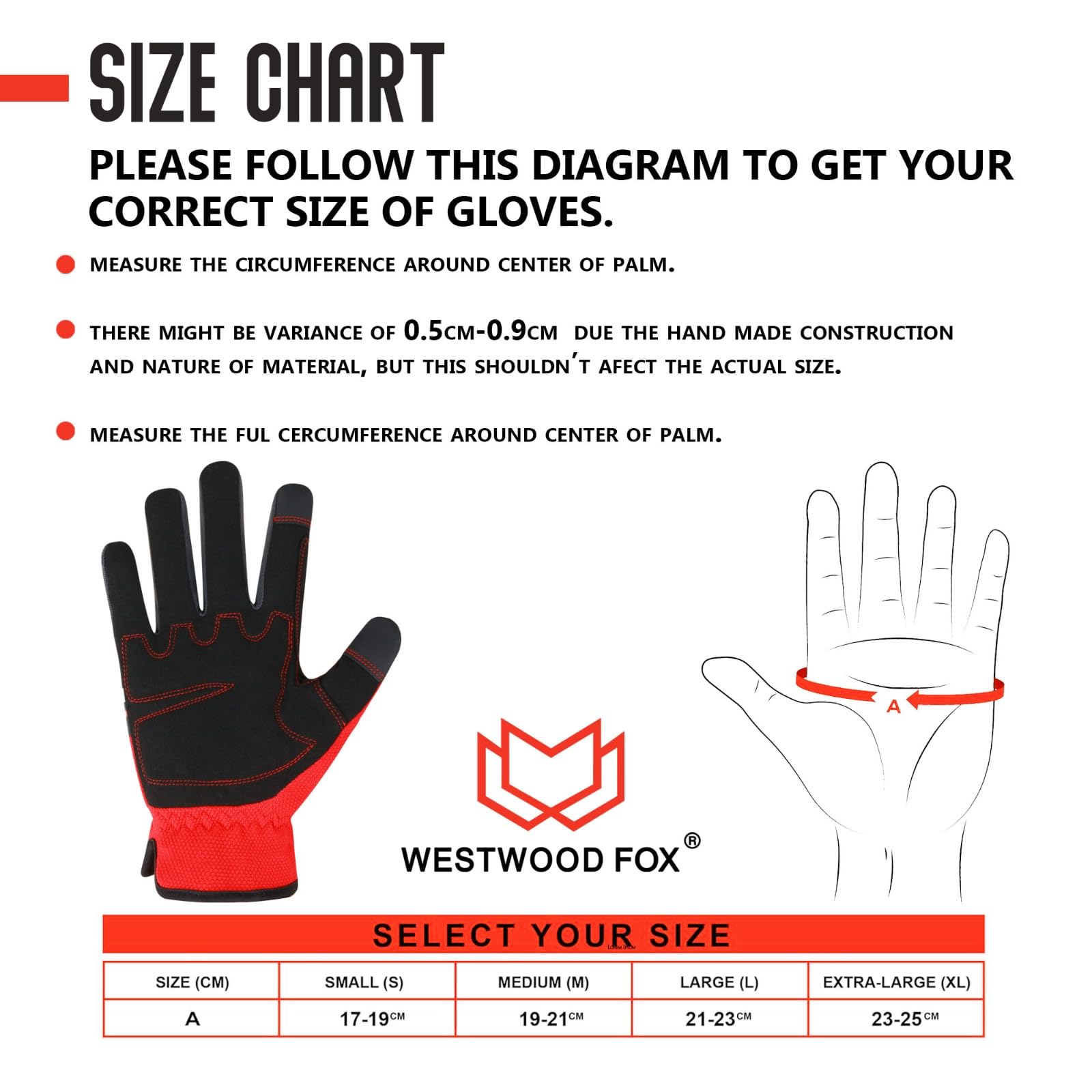 WESTWOOD FOX Gardening Gloves Leather Thorn Safety Working Heavy Duty Work Gloves for Women and Men Garden Tools Mechanic Breathable Gardener Non-Slip Rigger Gloves Protective Gift (Red - Image 4