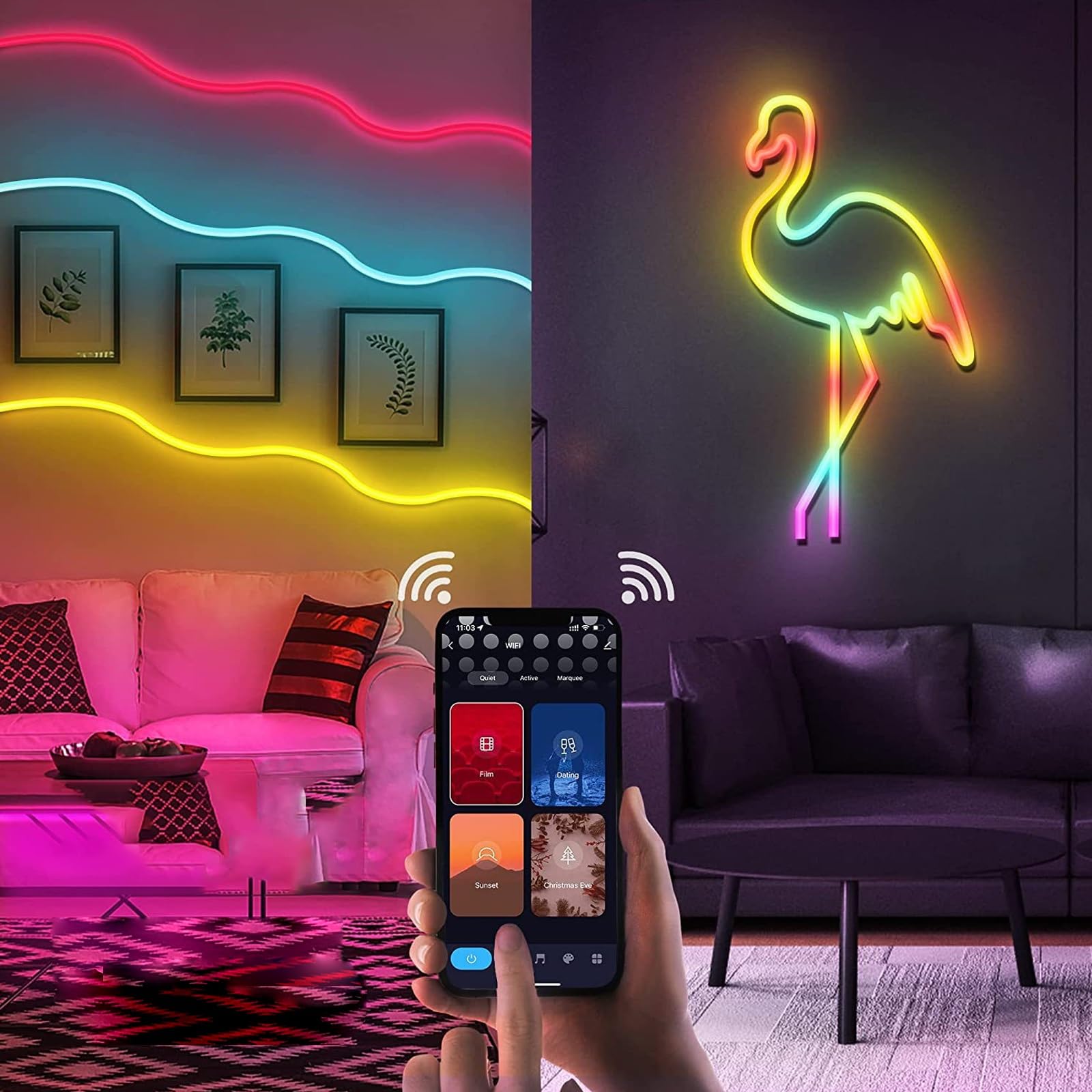 Lumières LED Temporisées Pour TV Bande Lumineuse LED À Luminosité Réglable, DIY Modes Multiples 16 Millions De Couleurs Réglables Convient À L'arrière-plan De La TV, À La Décoration De La Maison(5m)