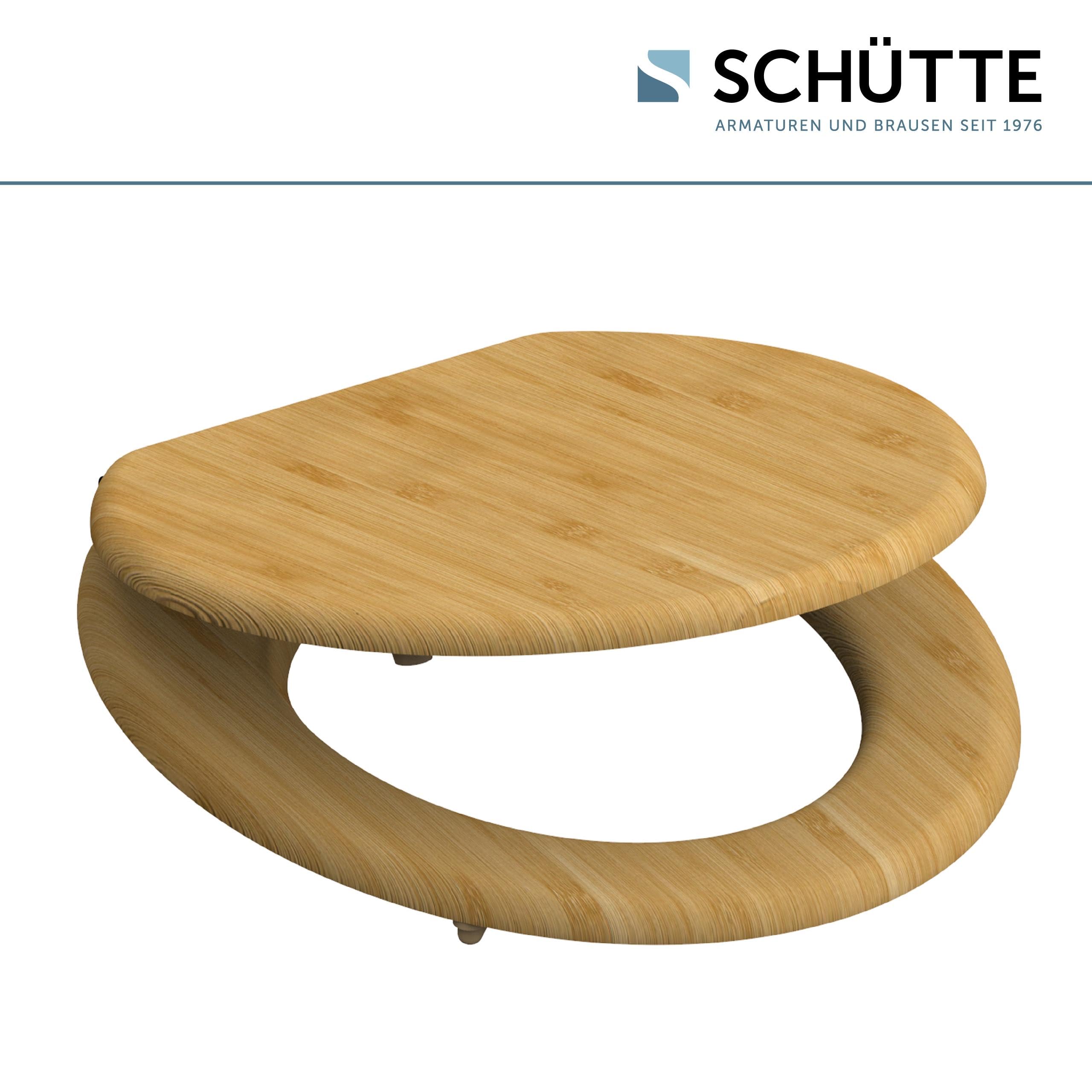 Schütte 81001-A Bambú Sólido Tapa Sostenible Madera Fabricado Adecuado para Todos los Estándares Carga Máxima Asiento Inodoro 150kg
