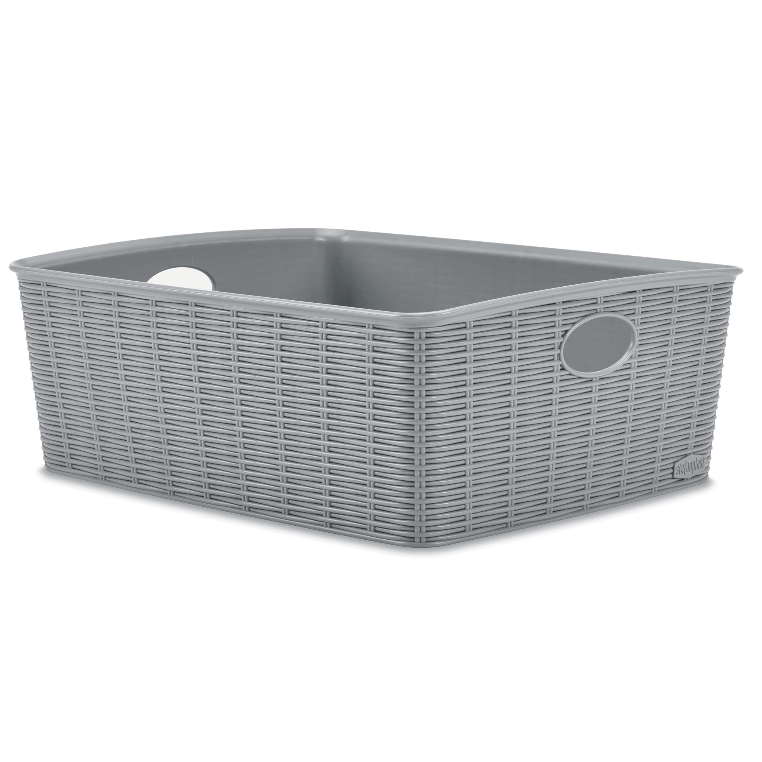 6x Aufbewahrungskorb 12cm GRAU Rattan-Optik 35x28x12cm DINA4 Kunststoff