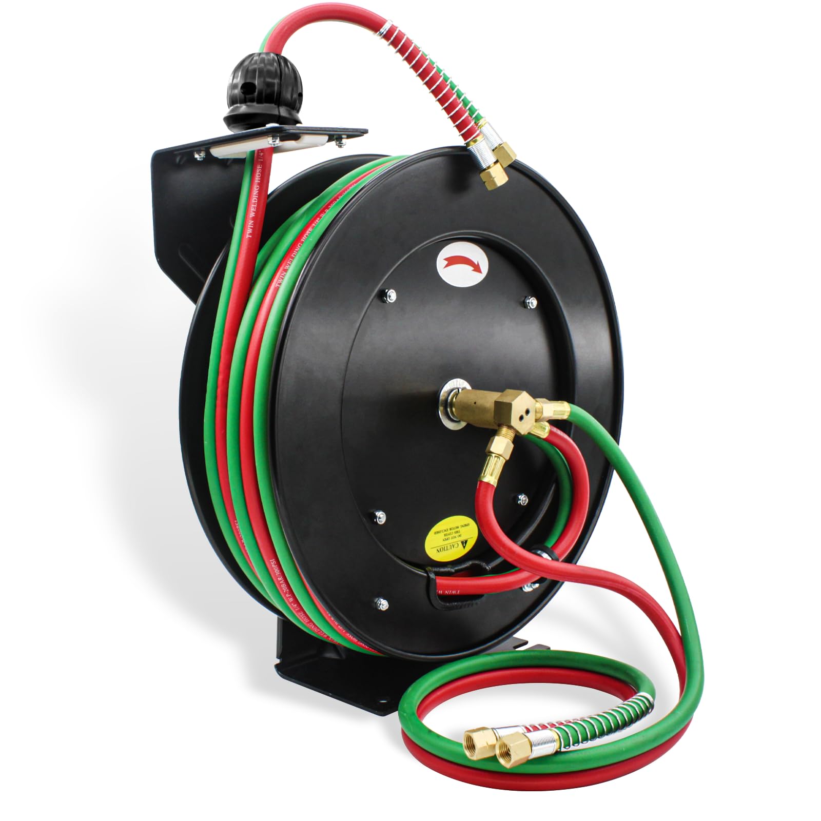 RX WELDTorch Hose Reel Auto-Rewind Retractable, with 1/4-Inch x 50 Feet with 9/16"-18 B Fittings Oxy Acetylene Hose