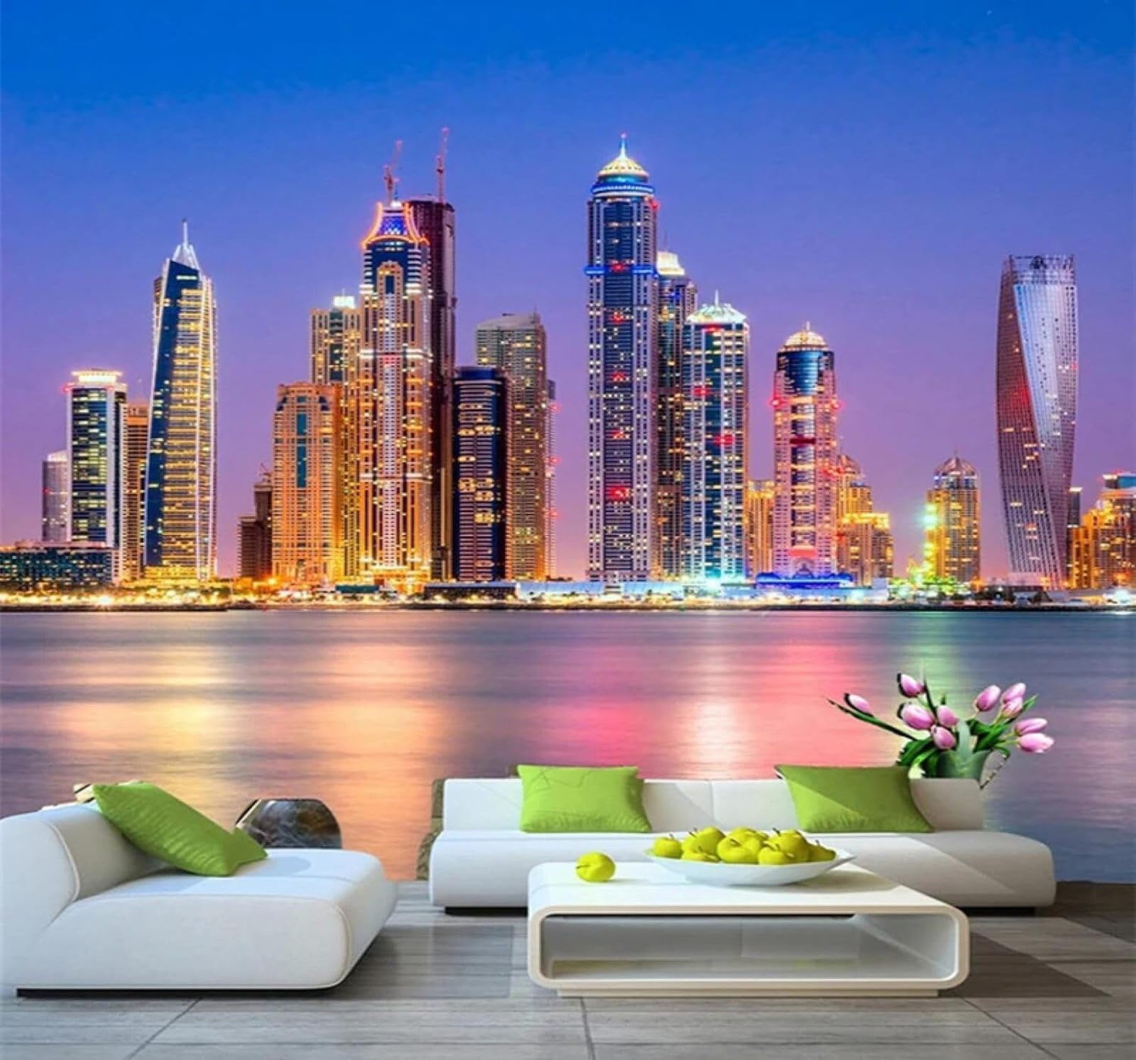 Xlming 430Cm×300Cm(B×H) Beautiful Three Dimensional City Architecture Night View 3D Wallpaper Luxury Home Dining Decor Paste Sofa Living Room The Wall For Bedroom Mural-430Cm×300Cm
