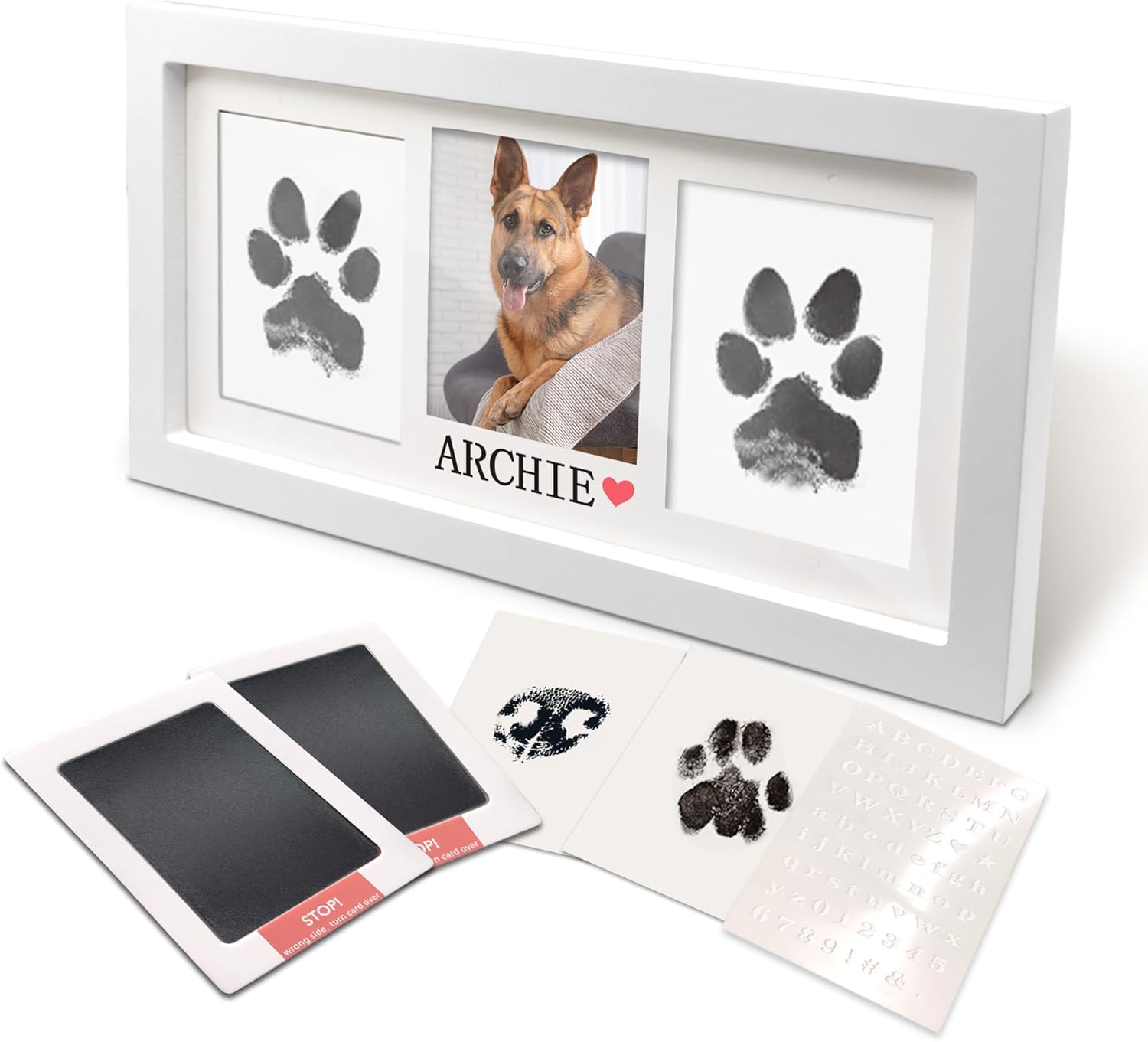 MYPAWLETS Extra Large Inkless Paw Print Stamp Pad for Dog &Paw Print Frame,Cat Dog Paw Print Kit,2 Clean Touch Ink Pads,Pet Paw Print Impression Kit with Wooden Frame,Personalized Paw Print Gift-White MYPAWLETS Extra Large Inkless Paw Print Stamp Pad for Dog &Paw Print Frame,Cat Dog Paw Print Kit,2 Clean Touch Ink Pads,Pet Paw Print Impression Kit with Wooden Frame,Personalized Paw Print Gift-White