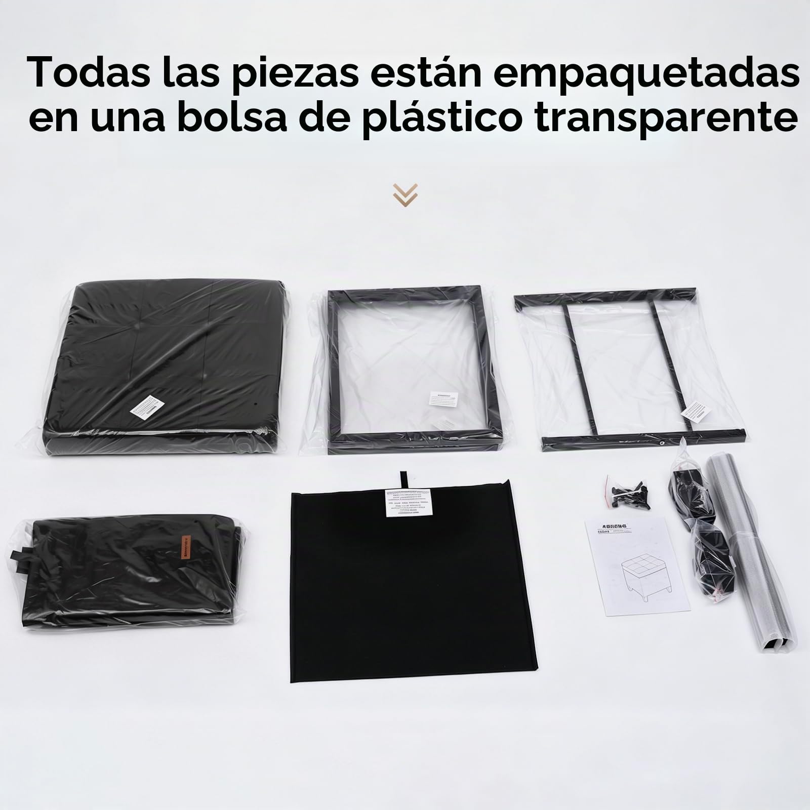 ABHENG Puff Cuadrado Taburete almacenaje Estructura de Acero con Revestimiento de Cuero sintético,Soporta 350 kg,48 litros de Capacidad,Reposapiés con Tapa y Extraíble Patas Negro ASND63B