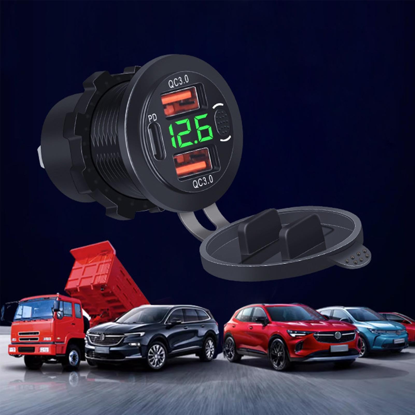 pologmase Chargeur Moto - Charge à Double Port pour téléphone,Adaptateur Voiture USB Rapipour téléphone Portable, Prise USB Double Port pour Motos, SUV, camions, Camping-Cars