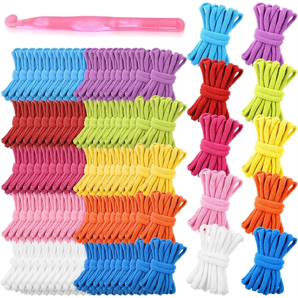 Hndhbfgrt Nylon Craft Bands, 1000 PCS Refill Loops for 7-Inch Weaving with Crochet Hook, 10 Color Loops for Potholder Making
