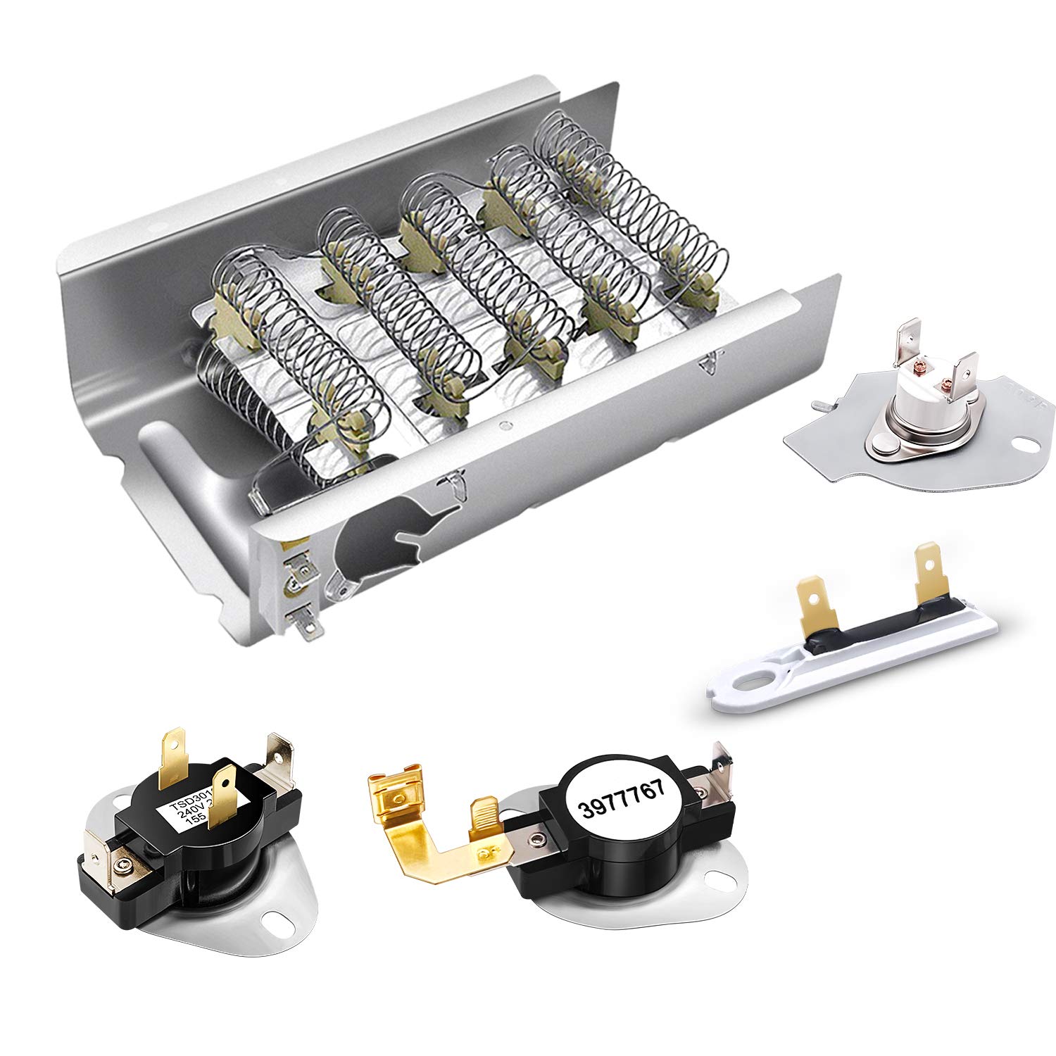 279838 Dryer Heating Element for Whirlpool Kenmore Dryer Heating Element,3387134 3977767 Thermostat 3392519 3977393 Thermal Fuse Complete Dryer Kit Replacement,Exact Fit for your Dryers