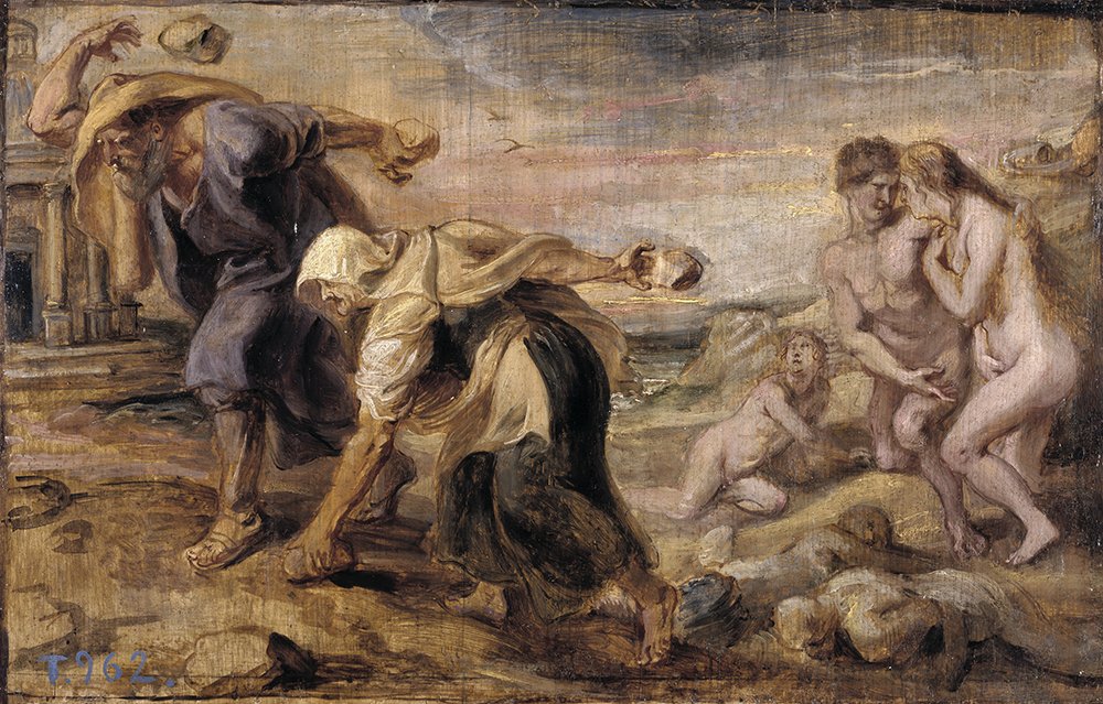 Deucalion and Pyrrha Rubens grand format cadre noir pour sublimer la décoration du salon